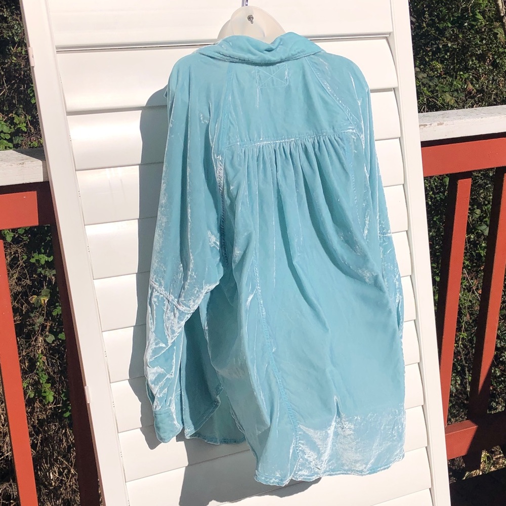 We The Free Plush Velvet Top in Light Blue - Picture 8 of 10